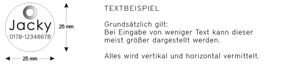 Beschriftung immer zentriert,