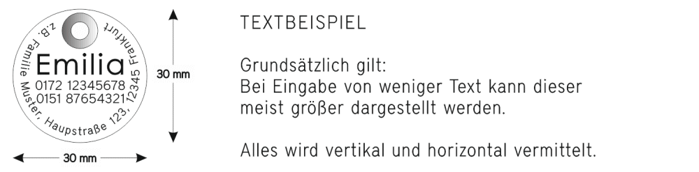 Beschriftung immer zentriert,