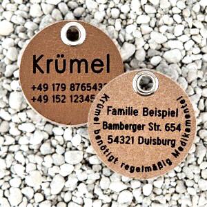 dunkles Leder, 35 mm beidseitig beschriftet
